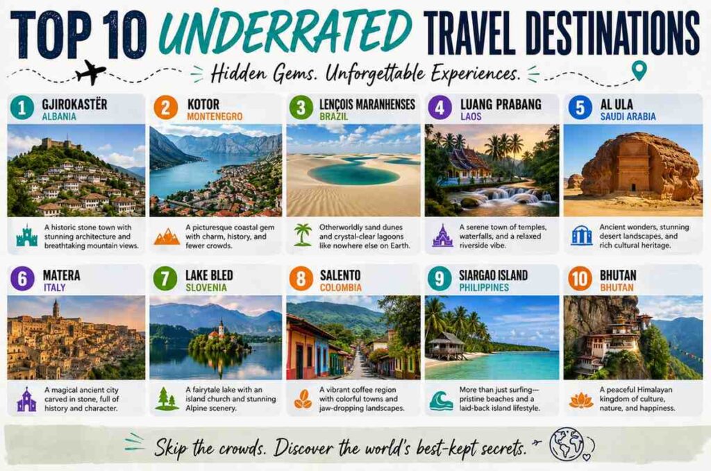 Top 10 Underrated Travel Destinations 
